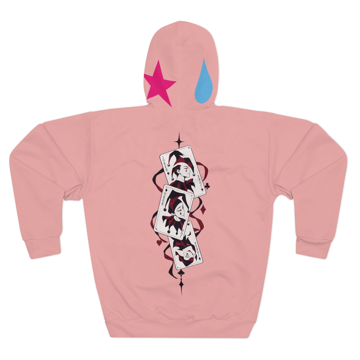 Pink Card Suits Hoodie — Retro Playing Card Graphic Pullover