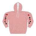 Pink Card Suits Hoodie — Retro Playing Card Graphic Pullover