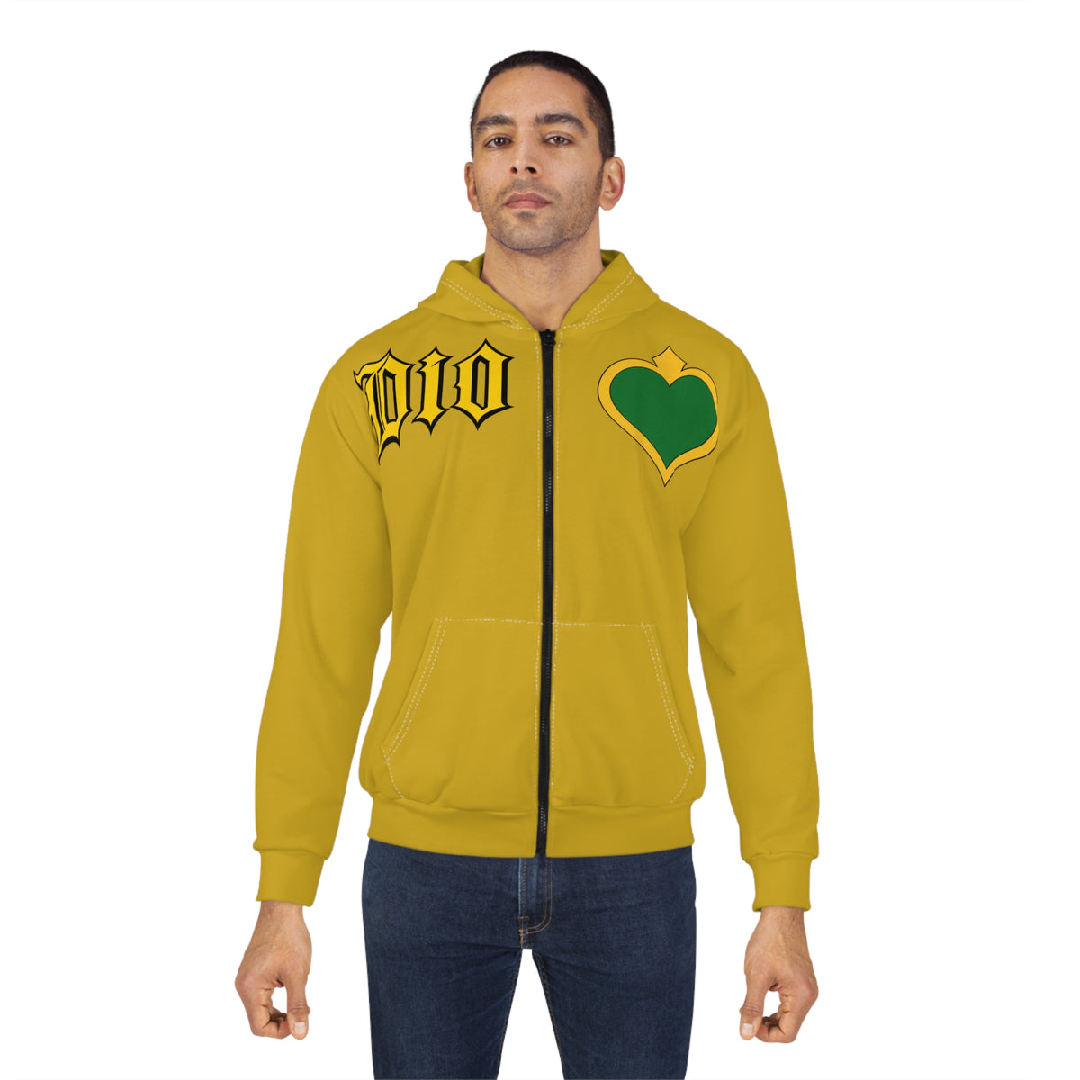 Dio Yellow Zip Hoodie – JoJo’s Bizarre Adventure Inspired Graphic Zip-Up